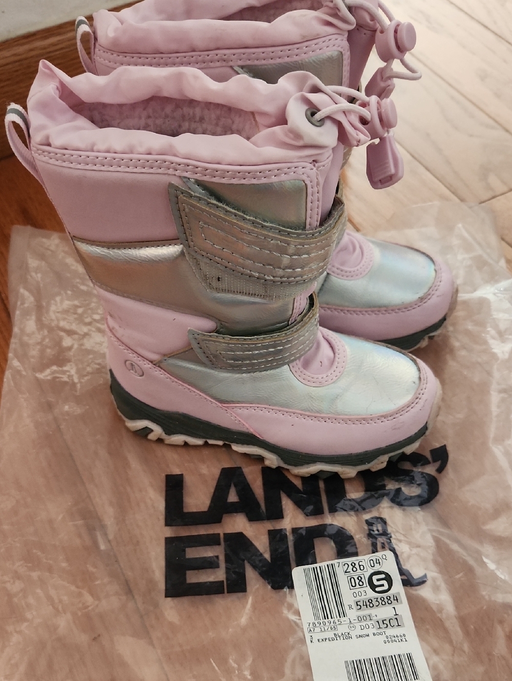 Lands' End Pink and Silver Kids Winter Boots